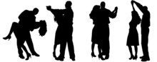 Vector Silhouette Of People.