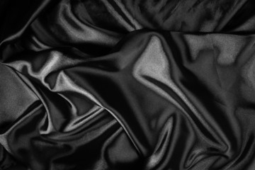 Shiny black satin fabric