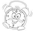Outlined cartoon alarm clock