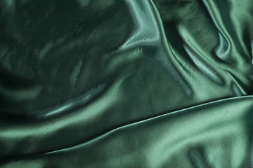 Shiny green satin fabric