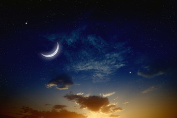 Poster - Sunset and moon