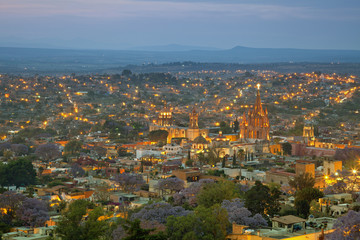 Wall Mural - Aerial View of San Miguel de Allende in Mexico After Sunset