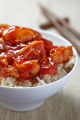 Canvas Print - Sweet and Sour Chicken on Rice