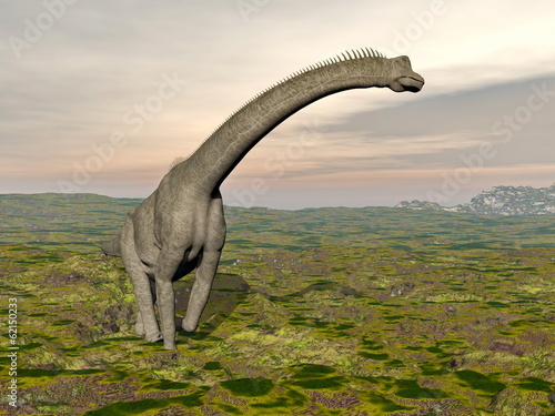 Fotoboard na płycie Brachiosaurus dinozaur chodzenie - 3d render
