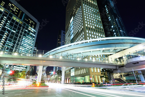 Fotoboard na płycie Tokio city with car light