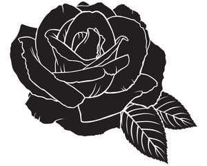 Wall Mural - Silhouette rose flower