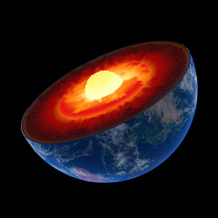 Wall Mural - Earth core structure to scale - isolated
