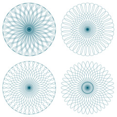 Poster - Set of Green Vector Guilloche Rosettes