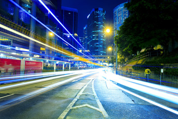 Wall Mural - Road traffic at night in Hong Kong