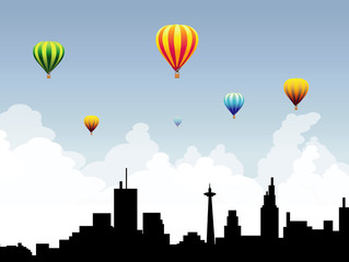 Wall Mural - Beauty of Air Balloons on City Skyline-Vector