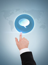 Close Up Of Businessman Pointing To Text Bubble