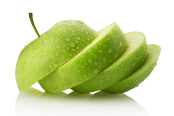 apple slices on white background