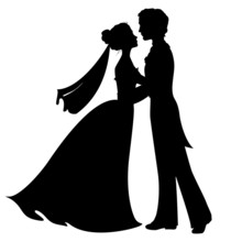 Silhouettes Of Bride And Groom