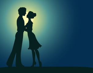 Wall Mural - Silhouettes of man and woman