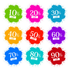 Poster - Colorful Discount Labels, Stains, Splashes