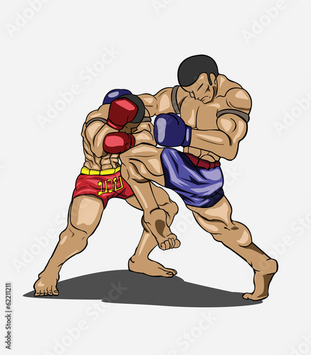 Obraz na płótnie canvas trzyczęściowy "tryptyk" Muay thai. 