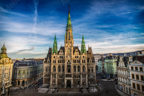 Board z aluminiowym obramowaniem Liberec ratusz w Republice Czeskiej
