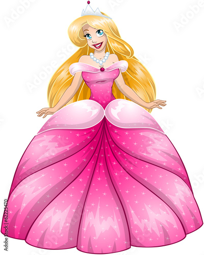 Naklejka dekoracyjna Blond Princess In Pink Dress