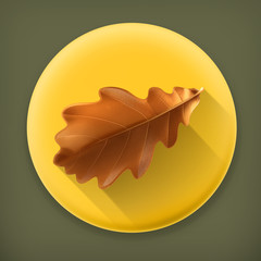Wall Mural - oak leaf long shadow vector icon