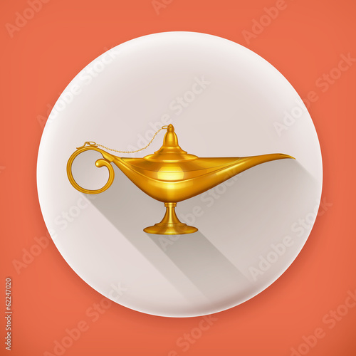 Oil lamp, long shadow vector icon