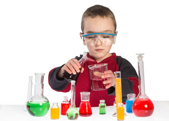 child in chemistry class, chemistry lesson