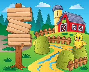 Poster - Farm theme with red barn 1