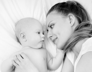 Wall Mural - happy mother with baby