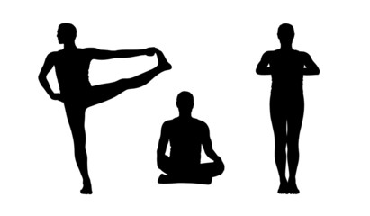 Wall Mural - man practicing yoga silhouettes set 2