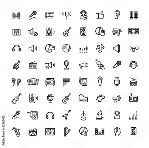 vector black music icons set Stock 벡터 | Adobe Stock