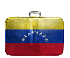 Vintage travel bag with flag of Venezuela