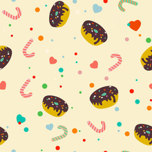 Seamless Pattern With Candies And Sweets