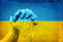 Hands On Ukrainian Flag