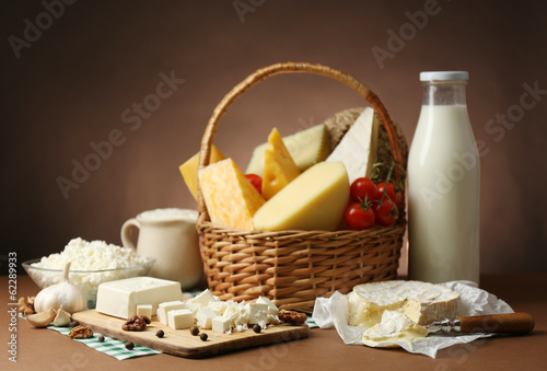 Fotoboard na płycie Kosz z smacznymi produktami mlecznymi