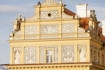 close up of Lavka building, Prague, Czech Republic