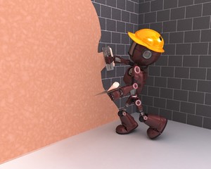 Sticker - Android plastering a wall