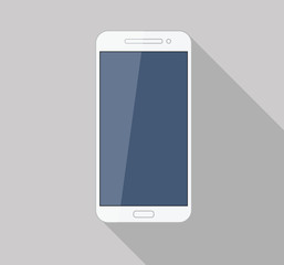 Aufkleber - Flat white mobile phone modern stylish long shadow