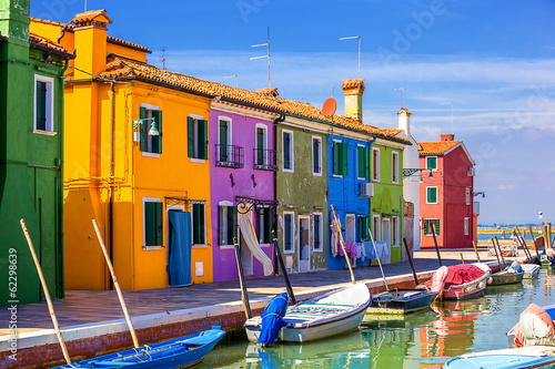 Fotomural architecture of Burano island. Venice. Italy.