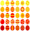 Set mit 30 Ostereier mit Muster, Streifen, Punkten, Blumen und einfarbig