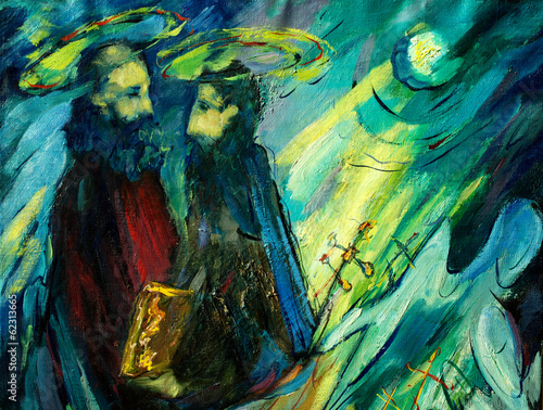 Board z aluminiowym obramowaniem Peter i Paul, obraz olejny na płótnie, ilustracja