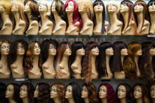 Rows Of Mannequins Ina Wig Shop