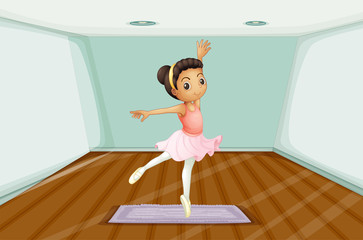 Poster - A young ballet dancer dancing above the rug