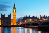 Fototapeta Londyn - London, the UK. Big Ben and the River Thames at the evening
