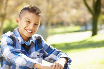 Wall Mural - Portrait Of Hispanic Boy In Countryside