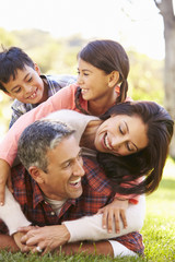 Sticker - Family Lying On Grass In Countryside