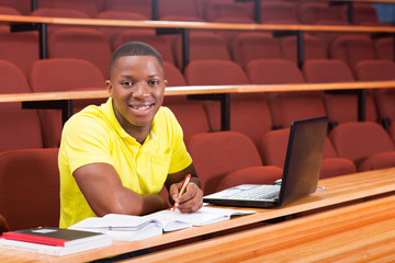 Wall Mural - african college boy sitting in classroom