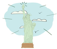 Statue Of Liberty. Vector Illustration For Magazine Or Newspaper