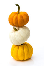 Stacked Of Pumpkins Isolated On White Background