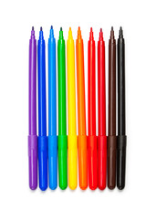 Set of pens in rainbow colors