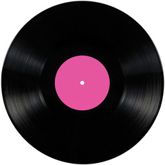 black vinyl record lp album disc; isolated disk pink label