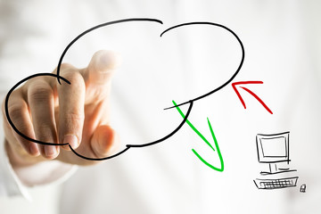 Wall Mural - cloud computing pictogram on a virtual interface